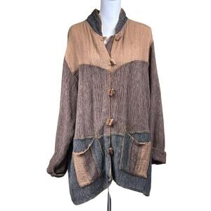 Tribe People United jacket, large, artisan, earthy, cozy, bohemian, cottagecore